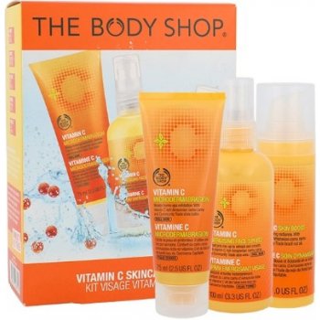 The Body Shop Vitamin C denní pleťový krém Skin Boost 30 ml + pleťový peeling Microdermabrasion 75 ml + pleťová voda Energising Face Spritz 100 ml dárková sada