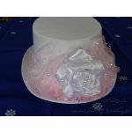 Cylindr bílý - sv. růžová 081J s bílou atlas. růží – Zboží Dáma