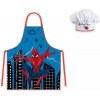 Zástěra BrandMac Chlapecká zástěra SPIDERMAN CITY set s čepicí modrá