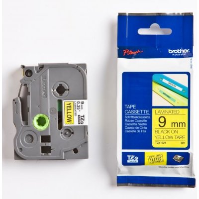 Páska do štítkovače Brother TZe-621 9mm černý tisk/žlutý podklad – Hledejceny.cz