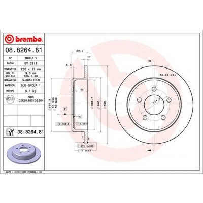 Brzdový kotouč BREMBO 08.8264.81 | Zboží Auto