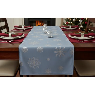 Mybesthome Vánoční ubrus běhoun SNOWFLAKE světle modrá 40x140 cm – Zboží Mobilmania