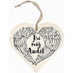 Bohemia Gifts Dřevěné dekorační srdce s potiskem Jsi můj anděl 12 cm – Hledejceny.cz