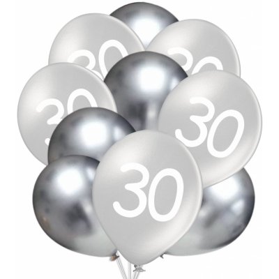 Balonky.cz Balónky 30 narozeniny stříbrné 30 cm mix – Zboží Dáma
