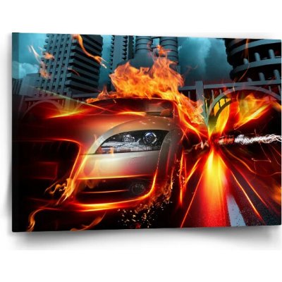 Sablio Obraz Auto v plamenech - 120x80 cm – Hledejceny.cz