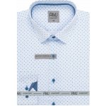 AMJ pánská bavlněná košile dlouhý rukáv regular fit VDBR1417 bílá s modrými kvítky a tečkami – Sleviste.cz