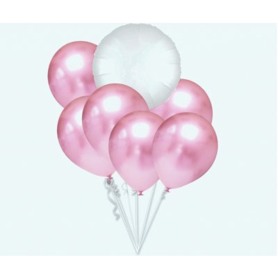 Balónky chromové světle růžové a bílý kruh set – Zboží Dáma