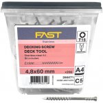 FAST Decking screw - terasové vruty Nerez A4, 4,8x60 mm, TX15, vč. prodlouženého bitu