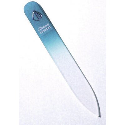Bohemia Crystal Skleněný pilník na nehty s potiskem 90 mm sv.modrý