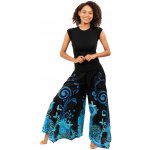 Himalife Široké kalhoty Suwa černá s tyrkysovou – Zboží Dáma