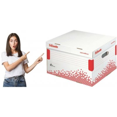 Esselte Speedbox archivační krabice s víkem L bílá červená – Zboží Živě