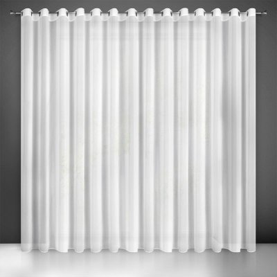 Záclona 350x250 Dahlia bílá připravená na smyčce z hladkého matného etaminu Eurofirany – Zboží Dáma