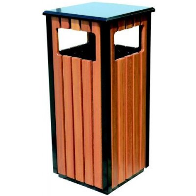 MEVA-TEC Venkovní odpadkový koš hranatý MADRID 35 l. imitace dřeva – Zboží Dáma