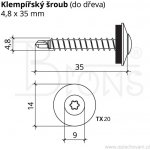 Klimas Wkręt-met Klempířský šroub 4,8 x 35 červenohnědý RAL 3009 – HobbyKompas.cz