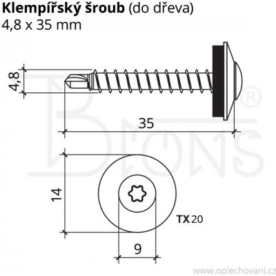 Klimas Wkręt-met Klempířský šroub 4,8 x 35 červenohnědý RAL 3009 – HobbyKompas.cz