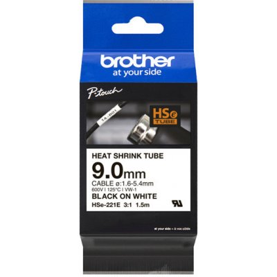 Smršťovací bužírky Brother HSE-221E, 9.0mm, černý tisk/bílý podklad, originál – Zboží Živě