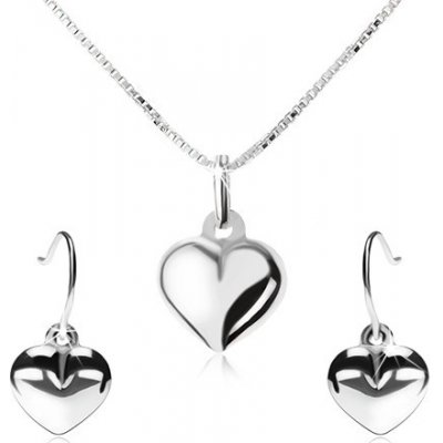 Šperky eshop stříbrná sada náhrdelník a visací náušnice vypouklé srdce S73.16 – Zboží Mobilmania