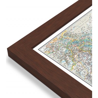 National Geographic Indie - nástěnná mapa Classic 60 x 76 cm Varianta: mapa v dřevěném rámu, Provedení: Pegi višeň