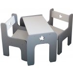 Nellys sada nábytku Star stůl + 2 x židle šedá s bílou – Hledejceny.cz