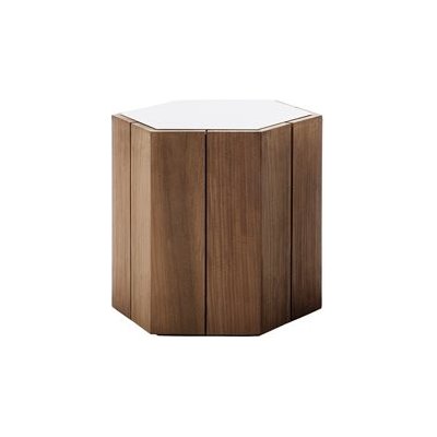 Tribu Odkládací stolek Hexagon, 50x49 cm, rám teak, deska glazovaný lávový kámen moss – Hledejceny.cz