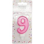 PartyDeco Narozeninová svíčka s číslem 9 růžová – Sleviste.cz