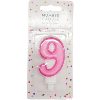 PartyDeco Narozeninová svíčka s číslem 9 růžová – Sleviste.cz