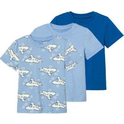 lupilu chlapecké triko, 3 kusy modrá vzorovaná