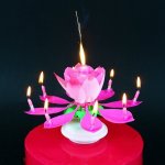 GoDan Dortová svíčka hrající s fontánou růžová – Zboží Mobilmania
