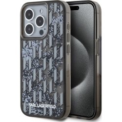 Karl lagerfeld Liquid Glitter Monogram Gradient pro iPhone 15 Pro černý