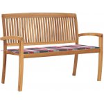 vidaXL Stohovatelná zahradní lavice s poduškou 128,5 cm masivní teak 3063290 – Zboží Dáma
