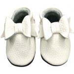 Ebooba kožené capáčky s koženou podrážkou mašle bílé – Sleviste.cz