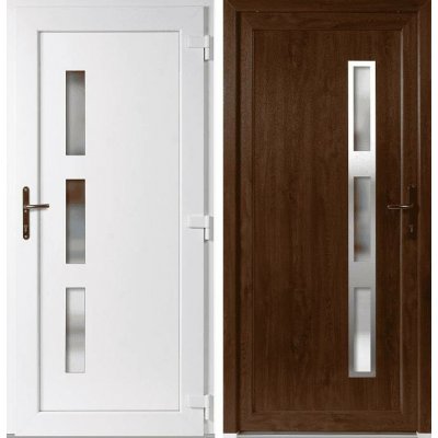 OknaDvereNaMiru.cz Vchodové dveře Venus + INOX orámování zlatý dub / bílá pravé otevírání dovnitř 105 x 205 cm – Hledejceny.cz