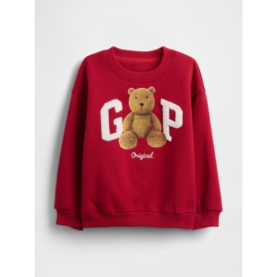 GAP Baby mikina VintageSoft Bear Logo Červená – Zboží Mobilmania