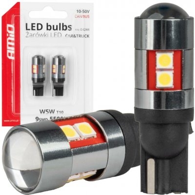 LED žiarovky CANBUS T10 W5W 9 SMD 3030 Biela 12V 24V 36V 48V AMiO-04244 – Hledejceny.cz