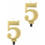 GoDan Narozeninová svíčka na dort 5 metalická zlatá 8 cm – Zboží Dáma