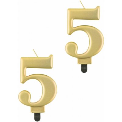 GoDan Narozeninová svíčka na dort 5 metalická zlatá 8 cm – Zboží Dáma