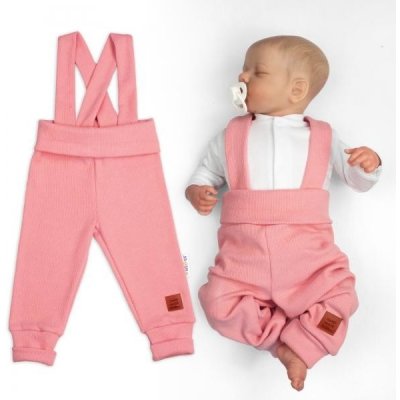 Baby Nellys Rostoucí legíny se šlemi žebrované se širokým pasem meruňkové – Zboží Dáma
