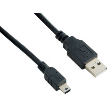 4World 07600 USB mini, 1.8m, 2.0, miniUSB B(M) USB A(M), 1,8m, černý