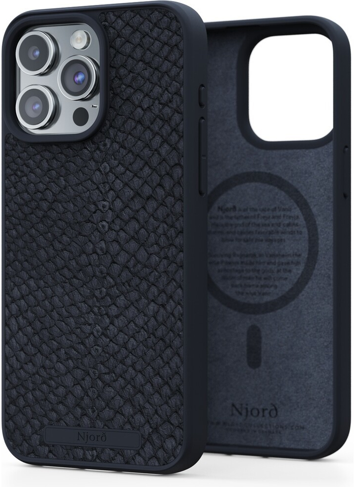 Pouzdro NJORD Salmon Leather Magsafe iPhone 15 Pro Max černé