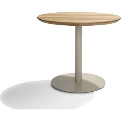 Tribu Jídelní stůl T-Table, kulatý 80x76 cm, rám lakovaná nerez white, deska teak – Hledejceny.cz