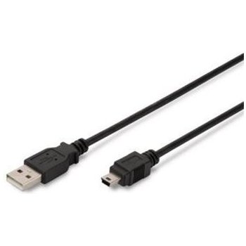 Digitus AK-300108-018-S USB USB A samec na B-mini 5pin samec, 2x stíněný, 1,8m, černý