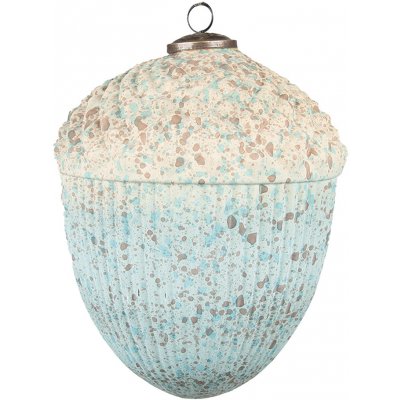 Clayre & Eef Béžovo-tyrkysová vánoční skleněná ozdoba žalud XL Ø 15*20 cm – Hledejceny.cz