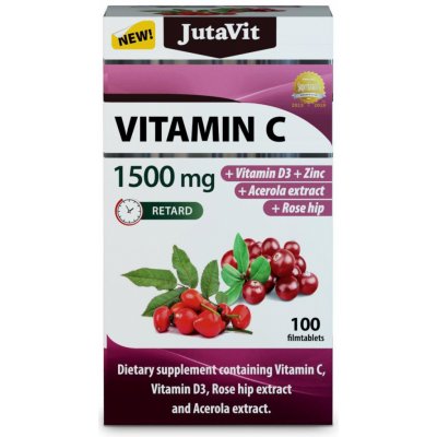 JutaVit Vitamin C 1500 mg s vitaminem D3 zinkem šípky a extraktem z aceroly 100 tablet – Zbozi.Blesk.cz