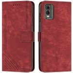 VSECHNONAMOBIL 59626 STRIPE Peněženkové pouzdro s řemínkem Nokia C32 červené – Sleviste.cz
