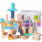 Eco Toys dřevěné kostky v kyblíku 50 ks pastelové barvy – Zboží Mobilmania