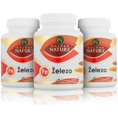 Golden Nature Železo+Vitamin C+Kys. listová 2+1 300 kapslí – Hledejceny.cz