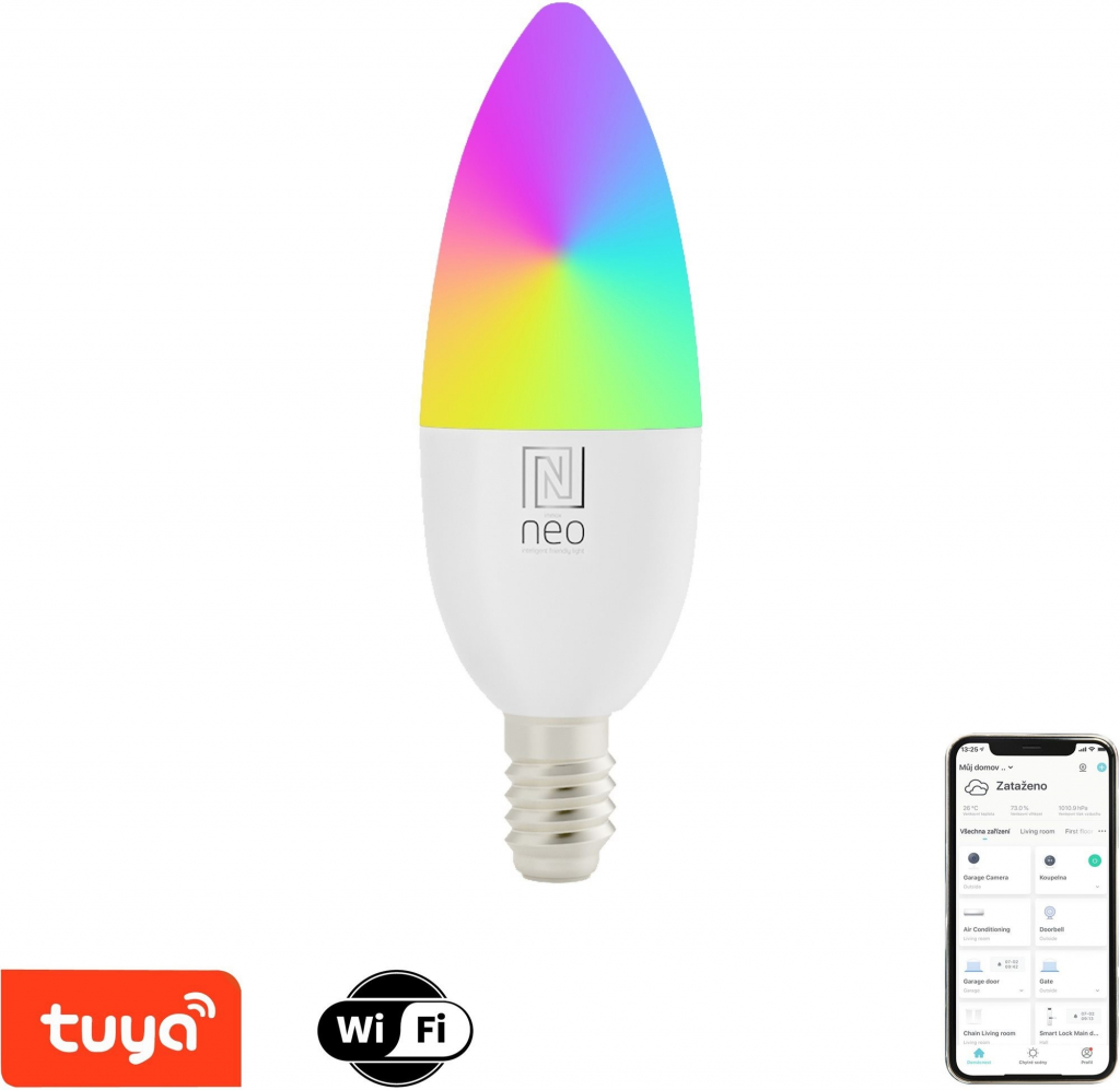 Immax NEO LITE Smart žárovka LED E14 6W RGB+CCT barevná a bílá, stmívatelná, WiFi