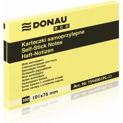 Donau samolepicí bloček 101 x 76 mm, 100 listů, Žlutý Eco – Zboží Dáma