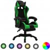 Herní křeslo zahrada-XL Herní židle s RGB LED podsvícením zeleno-černá faux kůže