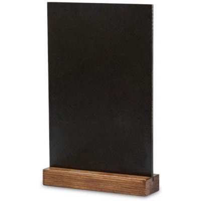 A-Z Reklama CZ Dřevěný tmavě hnědý stojánek s černou popisovatelnou deskou velikosti A4 – Zboží Mobilmania